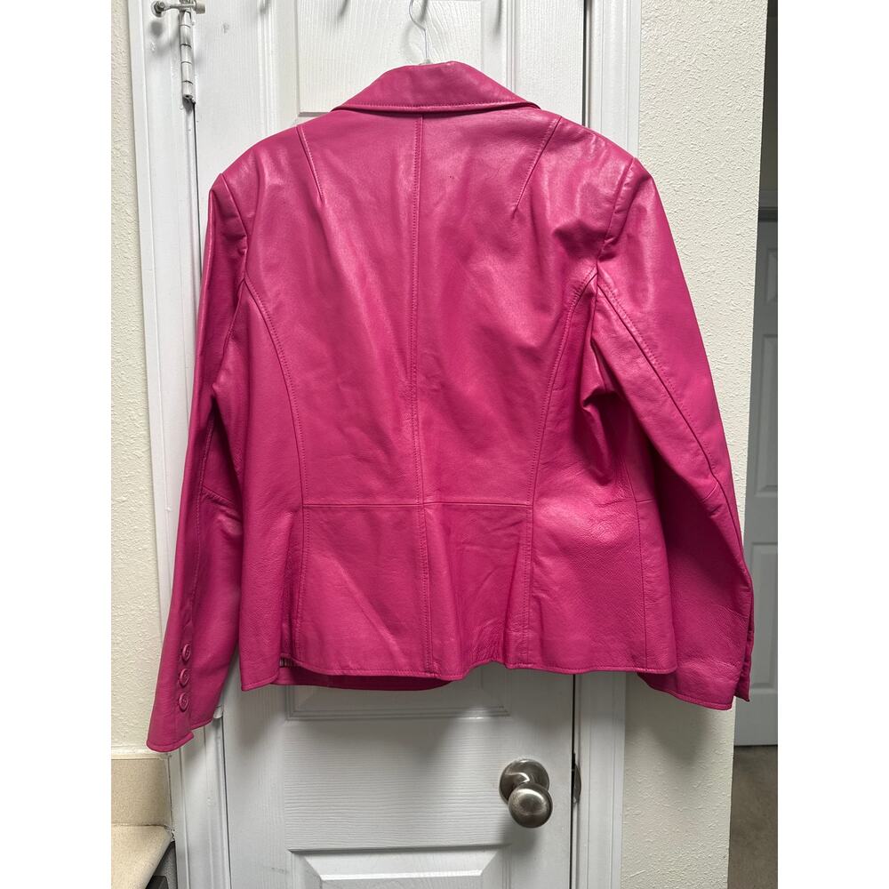 Y2K Vintage Worthington Hot Pink Leather Blazer Jacket Western Size XL - Picture 3 of 6